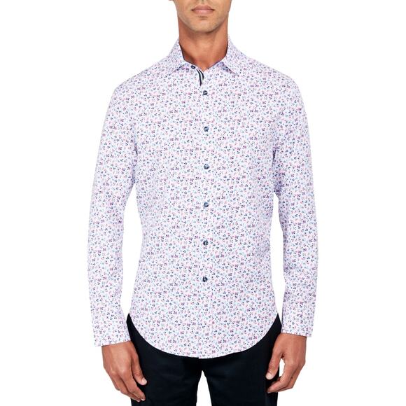 Society of Threads Men Regular Fit Performance Stretch Micro Floweral Sz M 12658 - Picture 1 of 3